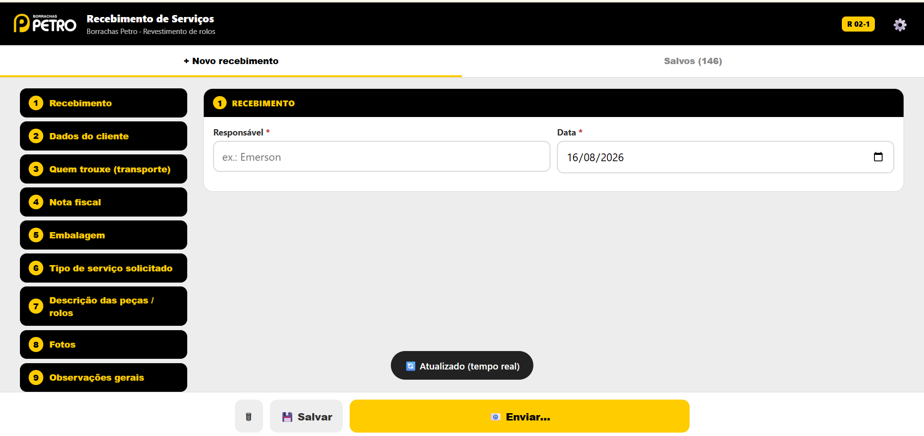 Recebimento de serviços em pequena indústria